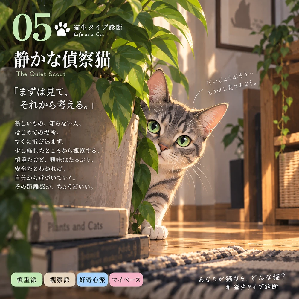 静かな偵察猫の猫生タイプカード