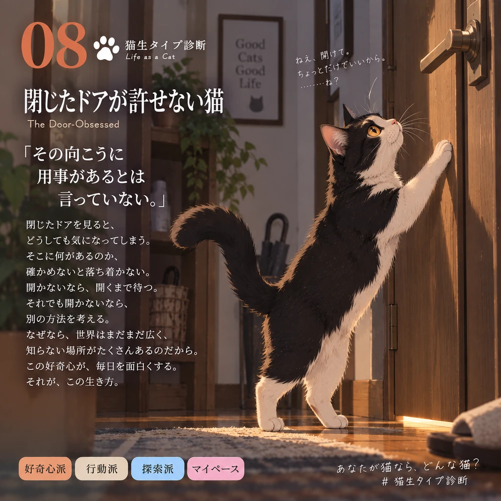 閉じたドアが許せない猫の猫生タイプカード