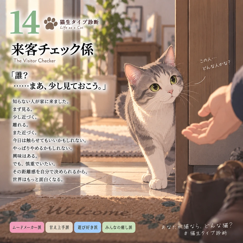 来客チェック係の猫生タイプカード