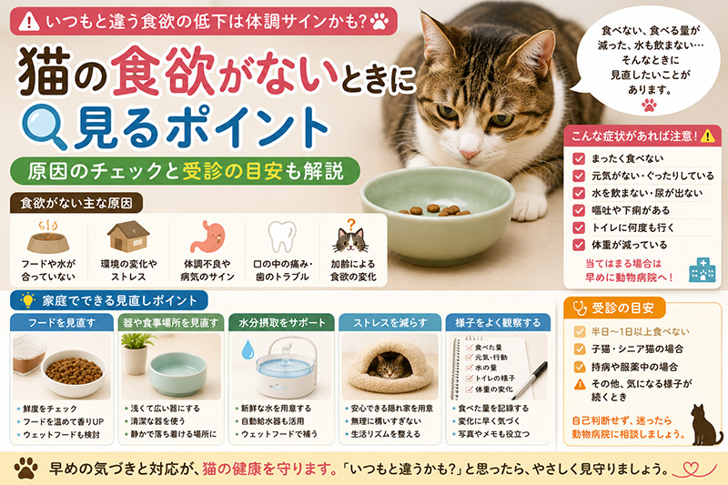猫の食欲がないときに見るポイント|受診の目安も解説