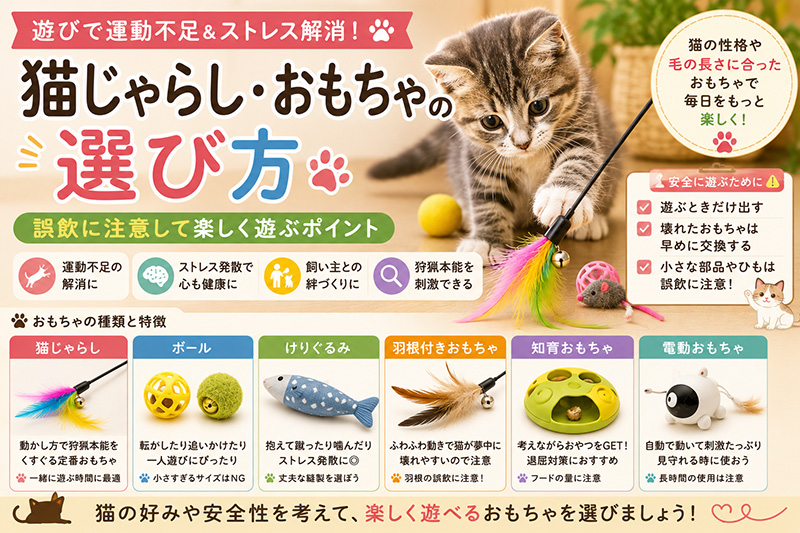 猫じゃらし・おもちゃの選び方|誤飲に注意して楽しく遊ぶポイント