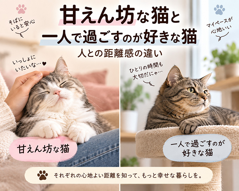 甘えん坊な猫と一人で過ごすのが好きな猫|人との距離感の違い